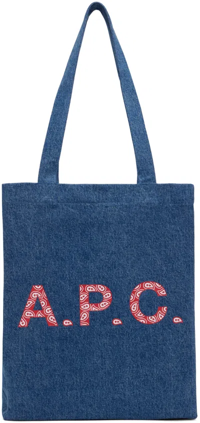 A.p.c. Lou Denim Tote Bag In Washed Indigo