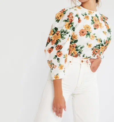 Mille Lila Top In Antique Rose Floral In White