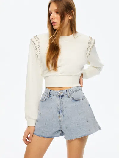 Nocturne Crop Sweatshirt In White