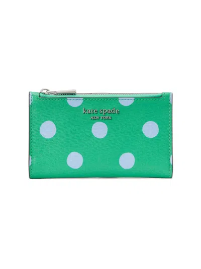 Kate Spade Morgan Sunshine Dot Small Slim Bifold Wallet In Candy Grass