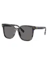 Tory Burch Women's Thin Miller 53mm Square Sunglasses In Blue Havana Dark Grey