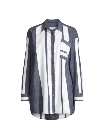 Lemlem Mariam Striped Button-front Shirt In Debre Navy