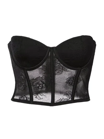 Fleur Du Mal Women's Bouquet Lace Bustier Top In Black