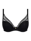 Chantelle Norah Chic Lace Plunge T-shirt Bra In Black