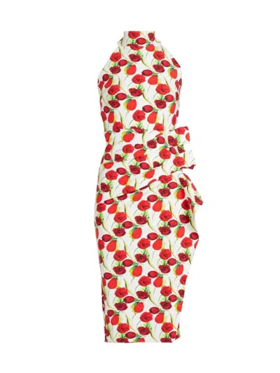 Chiara Boni La Petite Robe Women's Amenadiel Print Halter Cocktail Dress In Tulips Poppies