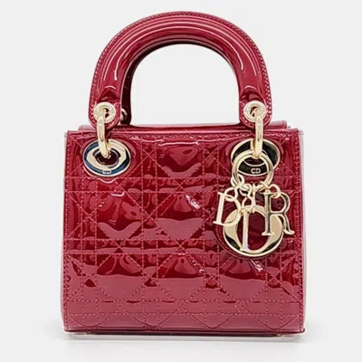 Pre-owned Dior Christian  Patent Lady Bag Mini In Red