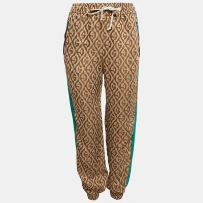 Pre-owned Gucci Brown G Rhombus Jacquard Side Stripe Track Trousers S