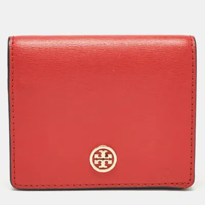 Pre-owned Tory Burch Red/blue Leather Robinson Bifold Wallet