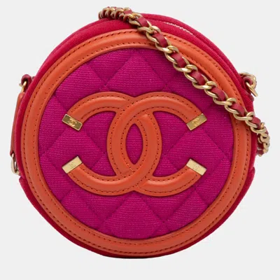Pre-owned Chanel Orange/pink Cc Filigree Crossbody Bag