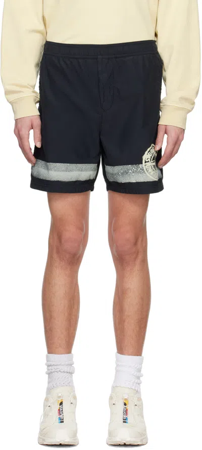 Stone Island Stripes One Swim Shorts In Black