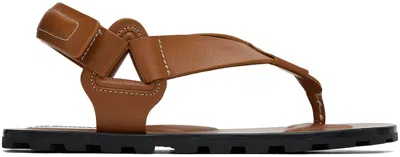 Jil Sander Leather Sandals In 225 Acorn