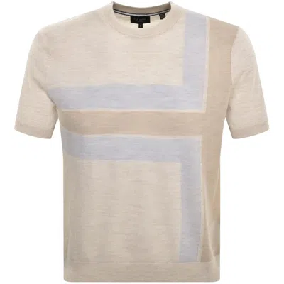 Ted Baker Mens Taupe Tiltz Colour Block-print Wool T-shirt