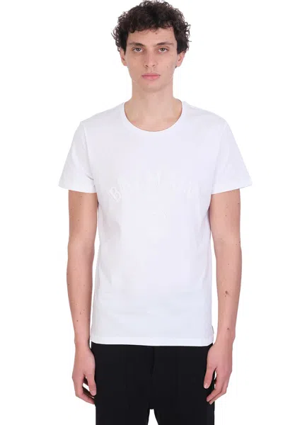 Balmain T-shirt In White Cotton In Bianco