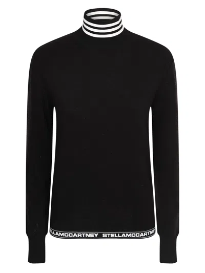 Stella Mccartney Pull Colloalto Logo Tape Nero In Black