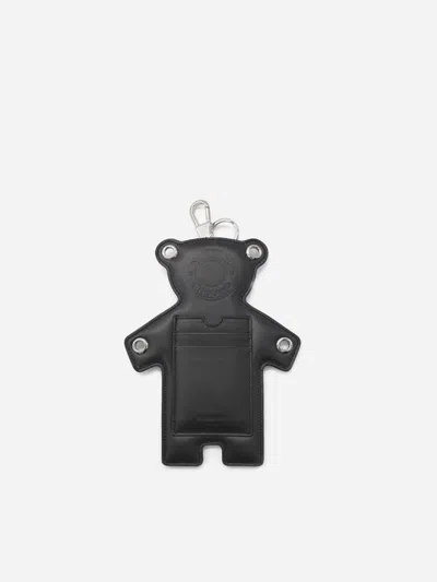 Burberry Thomas Bear Charm In Leather In Black