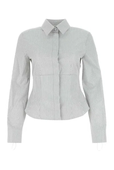 Fendi Pinstriped Corset-waist Shirt In Grey