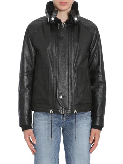 Saint Laurent Hooded Bomber Jacket In Nero