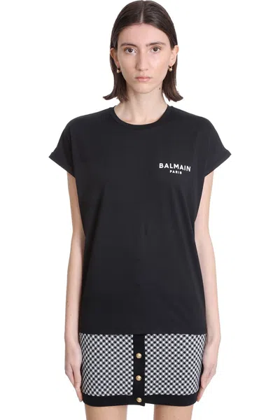 Balmain T-shirt In Black Cotton In Nero/bianco