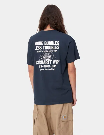 Carhartt Less Troubles T-shirt In Blue / Wax