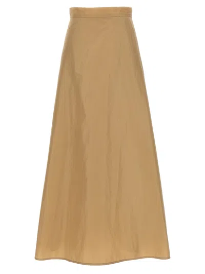 Jil Sander Long Flared Skirt In Beige