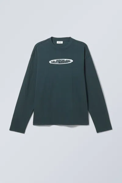 Weekday Great Boxy Graphic Long Sleeve T-shirt In Green