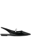 Stuart Weitzman Emilia Pearlita Patent Slingback Ballerina Flats In Black