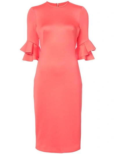 Black Halo Josie Ruffled-sleeves Sheath Cocktail Dress In Canyon Coral