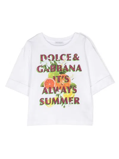 Dolce & Gabbana Kids' Glitter Print T-shirt In White