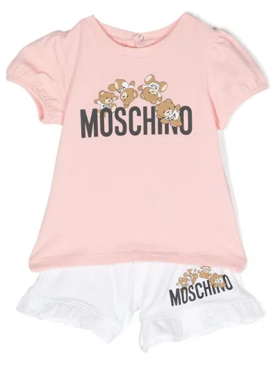 Moschino Babies' Teddy Bear-print Shorts Set In White