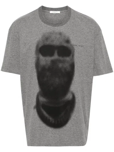 Ih Nom Uh Nit Blurred Face-print T-shirt In Grey