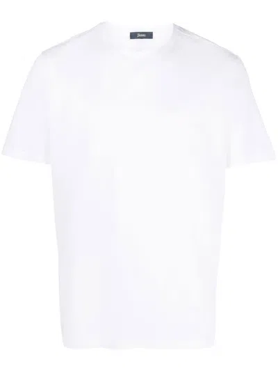 Herno Shortsleeved Crew Neck T-shirt In White