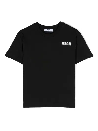 Msgm Kids' T-shirt Con Logo In Black