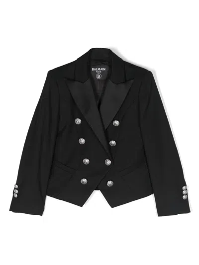 Balmain Kids' Blazer Doppiopetto In Black