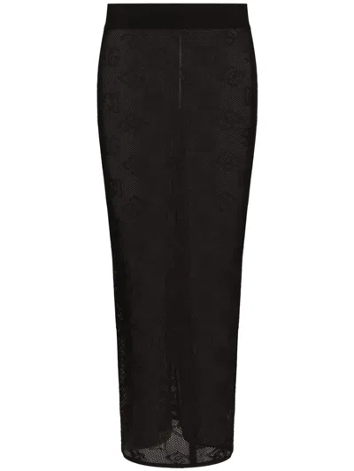 Dolce & Gabbana Dg-jacquard Midi Skirt In Black