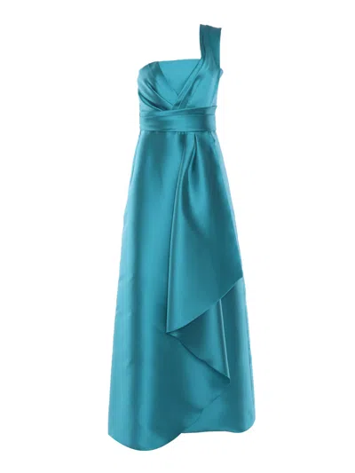 Alberta Ferretti Long Turquoise Dress In Multi