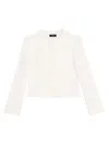 Theory Linen-blend Cropped Peplum Jacket In White