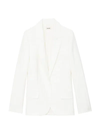 Zadig & Voltaire Vow Linen Blazer In White