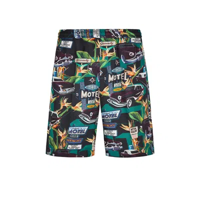 Givenchy Motel Print Silk Shorts In Black