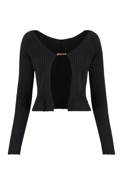 Jacquemus Logo Knit Top In Black
