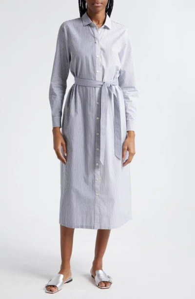 Atm Anthony Thomas Melillo Stripe Colorblock Long Sleeve Shirtdress In Chalk Ink