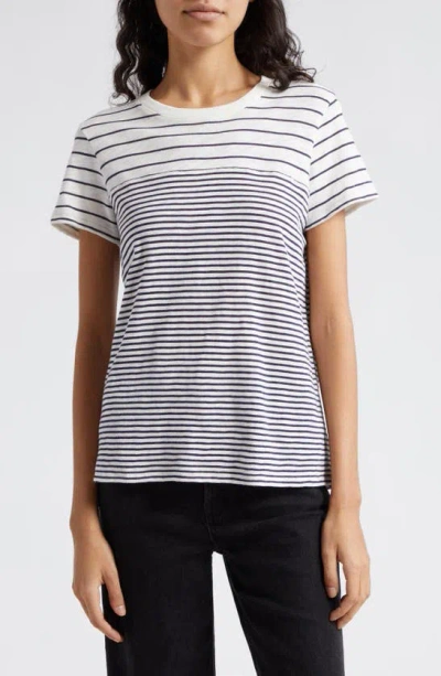 Atm Anthony Thomas Melillo Mix Stripe Cotton T-shirt In Chalk Ink