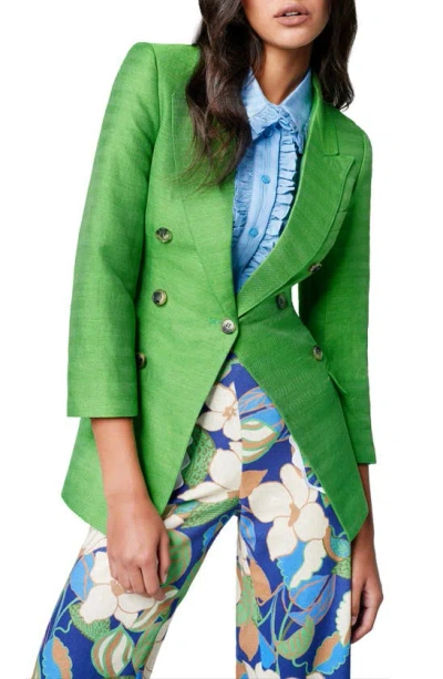 Smythe Not A Db Cropped-sleeve Linen Silk Blazer In Kelly Green