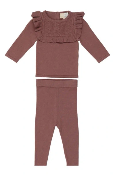 Maniere Baby Girls Noovel Knit Top And Footed Pants, 2 Piece Set In Berry