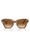 Ray Ban State Street Sunglasses Striped Brown Frame Brown Lenses 49-20
