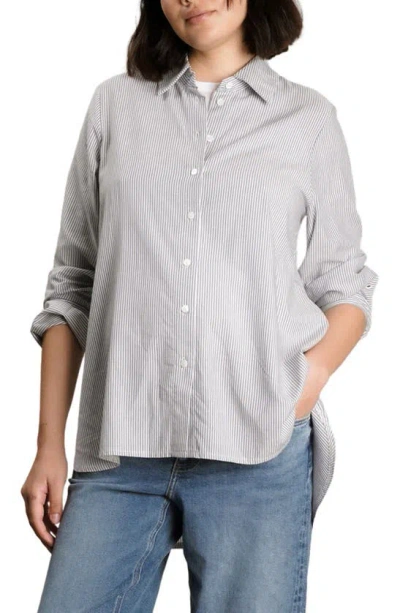 Nom Maternity The Everyday Gauze Maternity Button-up Shirt In Striped Blue White