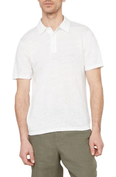 Vince Men's Linen Polo Shirt In Optic White