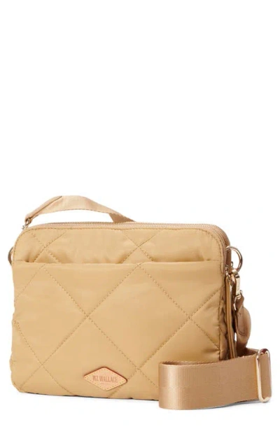 Mz Wallace Madison Quilted Nylon Crossbody Bag In Camel/gold