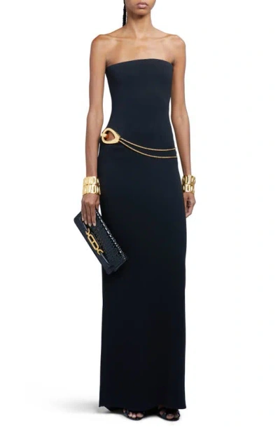 Tom Ford Stretch Sable Strrapless Evening Dress With Cutout Detail In Black