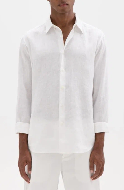 Theory Irving Shirt In Relaxed Linen In White