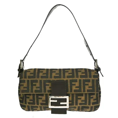 Fendi Baguette Brown Canvas Shoulder Bag ()